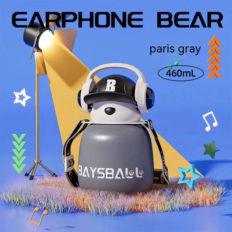 Cute Fashion Stainless Steel Wire Headset Bear Water Cup - Bellarte Enchanté Cute Fashion Stainless Steel Wire Headset Bear Water Cup